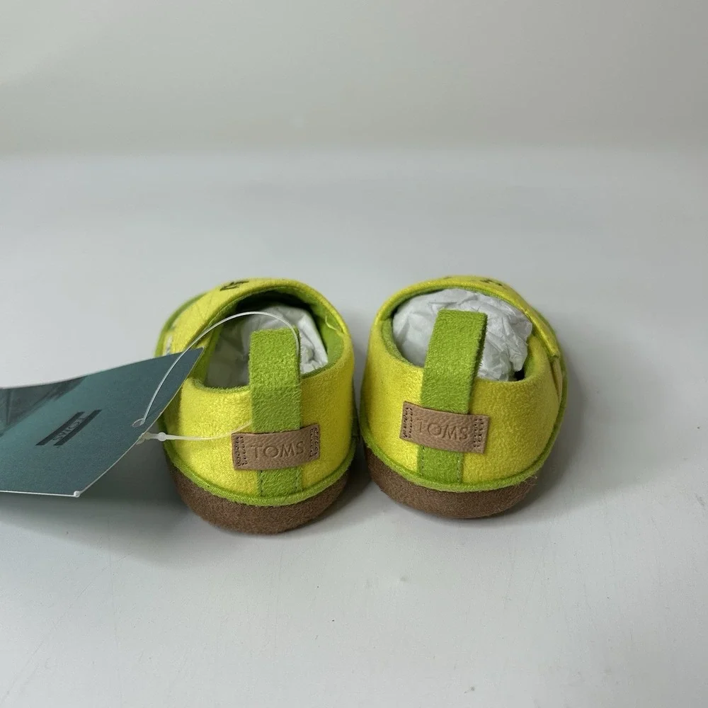 Toms Pinto Baby Crib Shoes Size 4 Lemon Lime Squeeze the Day